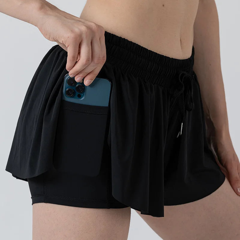 2 in 1 Jogger Flowy Athletic Shorts for Women Gym Yoga Workout Running Tennis Skirt Comfy Skort Lounge Cute Clothes Casual Wear