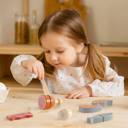 Robotime Robud Kitchen Pretend Toy Wooden Classic Game Educational Toy For Children Kids Gift Cutting Fruit Vegetable Food Set