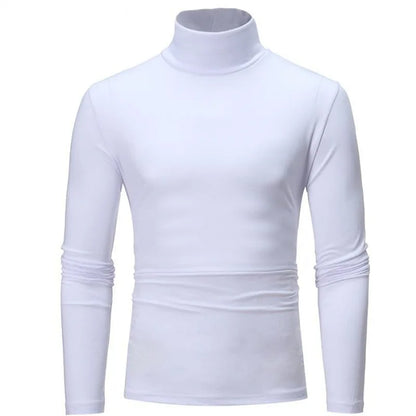 1/2pcs Autumn  Winter Men's High Neck T-shirt Slim Fit Fashion High Elastic Long Sleeve Casual Breathable Apparel Pullover