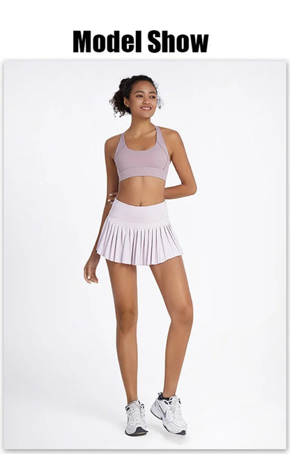 Cloud Hide Safe Tennis Skirts XS-XXL Gym Golf Running Pleated Pantskirt SEXY Women Sports Fitness Shorts Pocket High Waist Skort