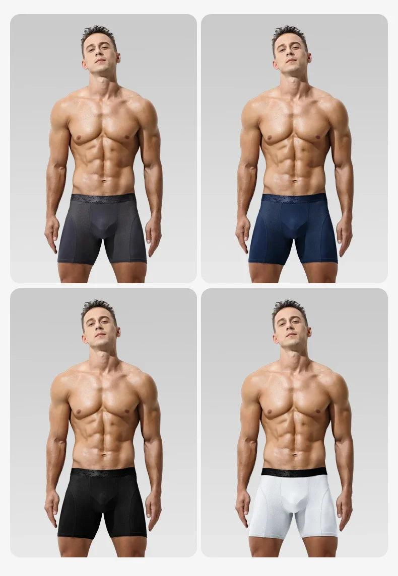 5PCS Extended athletic briefs Men's boxers Modal anti-wear leg running plus size breathable training boxers