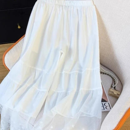 Japanese Lace Wide-Leg Pants Women's Summer Casual Loose Straight Inner Leggings Skirt Design Sense Niche Splicing