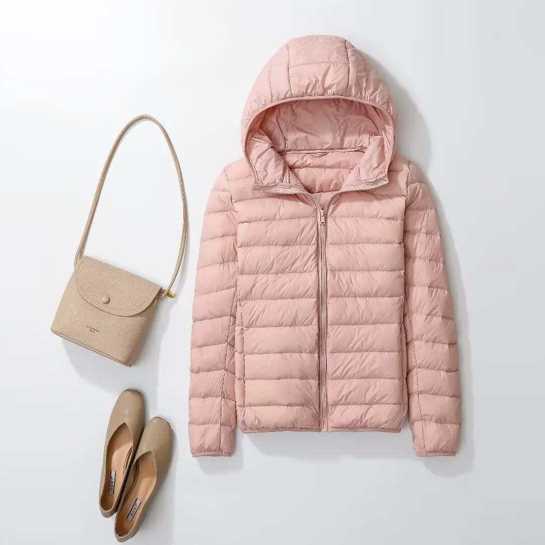 Women Puffer Jacket - Plus Size Jackets, Lightweight Down Coat With Zipper Closure