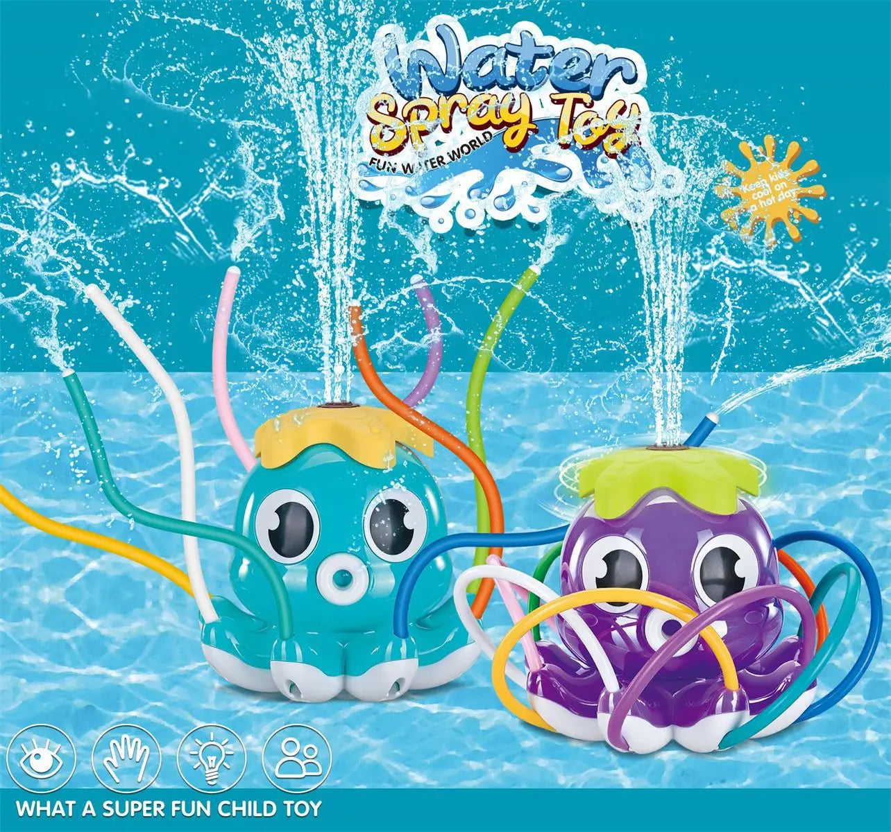 Octopus Sprinkler Water Spray Outdoor Toy Backyard Garden Water Toys Summer Yard Cartoon Splash Sprinkler Baby Bath Toy for Kids
