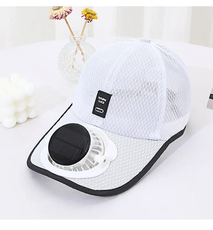 Solar Charging Fan Hat - Breathable Mesh UV Protection Baseball Cap for Men Women, Summer Outdoor Sun Hat