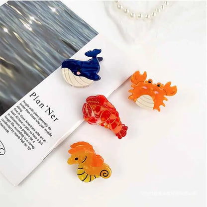 8/6/4Pcs Acetate Ocean Animal Hair Clips Summer Beach Non-Slip Hair Claws Crab Starfish Whale Hair Accessories for Women Girl