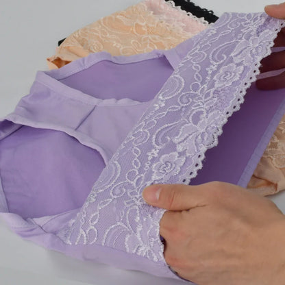 3Pcs Women's Panties Lace Triangle Panties Woman High Waist Plus Fat Plus Size Soft Comfortable and Breathable Female Underwear