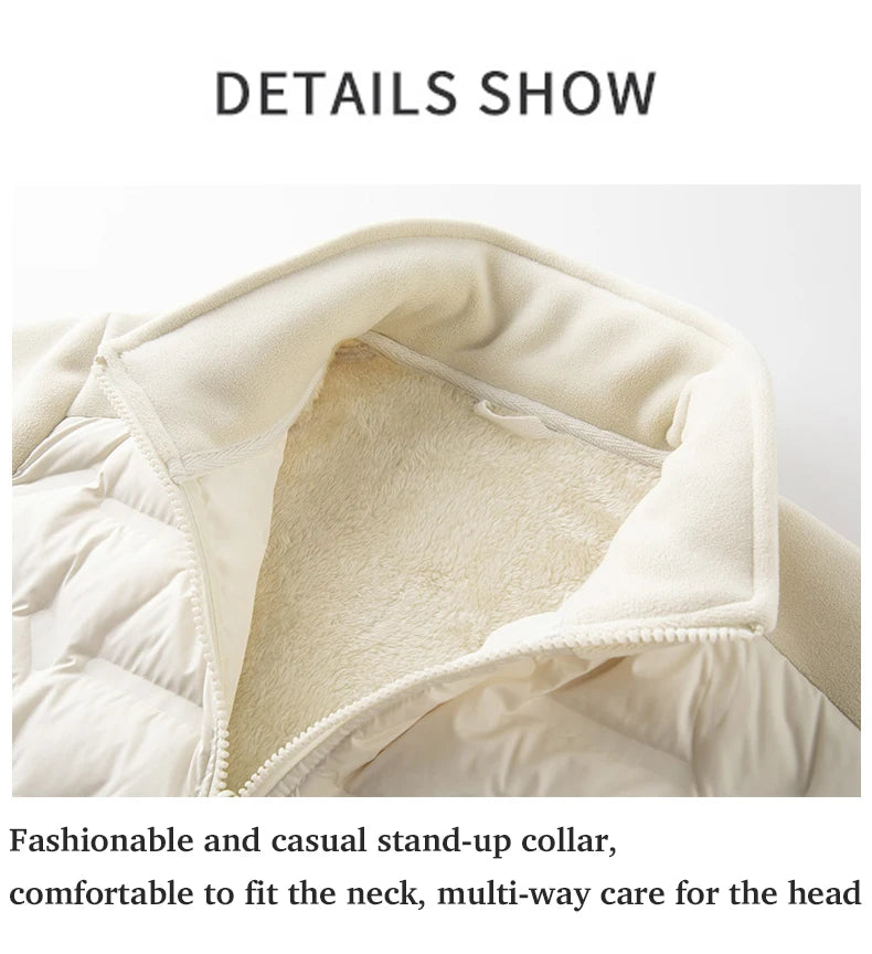 Duck Down Jacket - Warm Winter Fleece Windproof Outdoor Coat for Hiking
