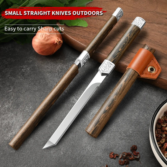 Stainless Steel Fruit Knife - High Hardness with Imitation Wood Grain Handle