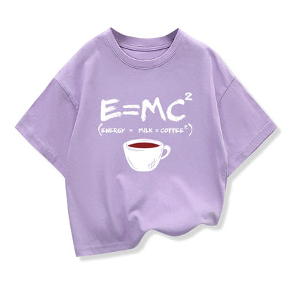 Summer Boys T-shirt Cotton Casual Funny Energy=Milk+Coffee Print Men Cool Loose O-neck Tops For Baby Kids Short Sleeve Male Tees