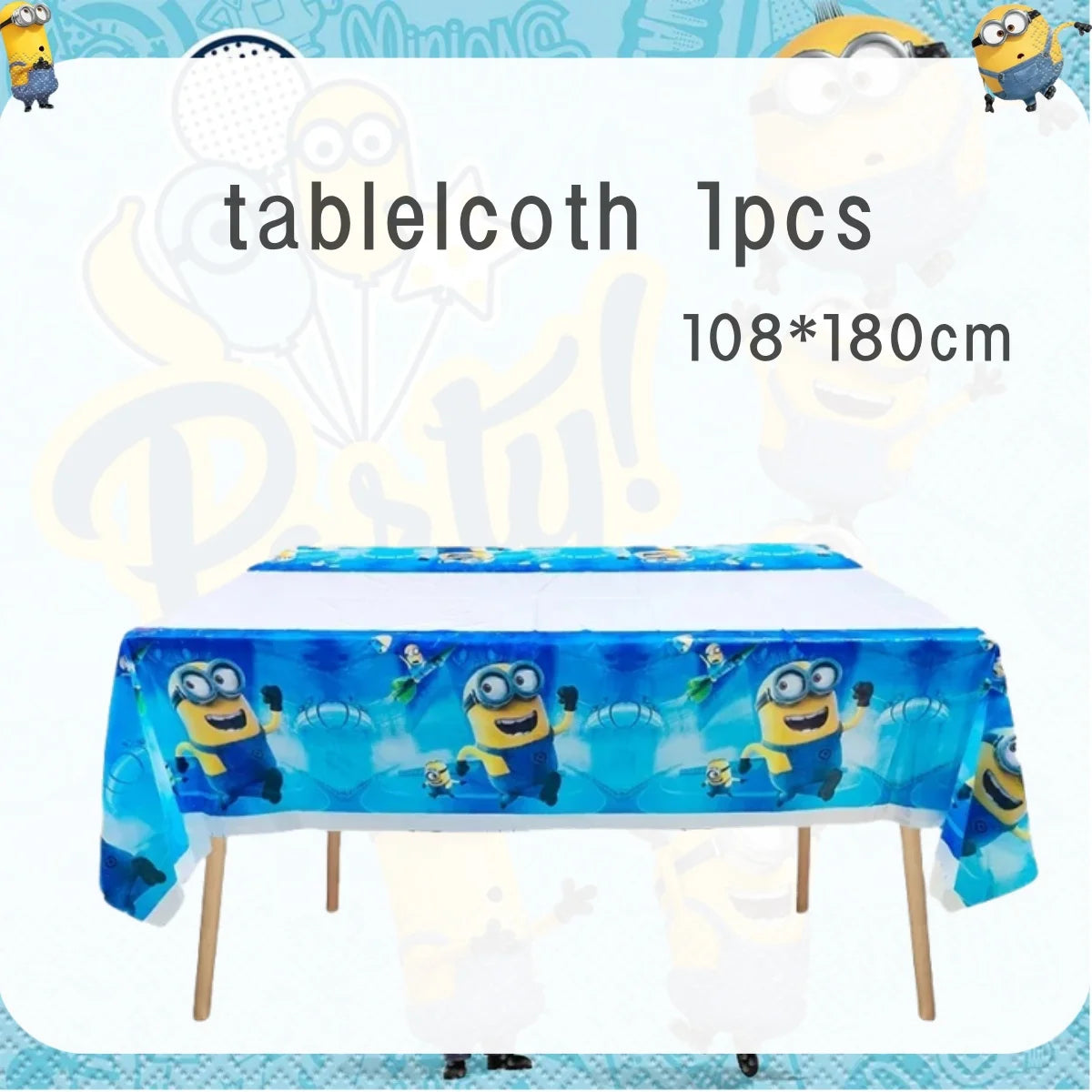 Big Eye Yellow Man Birthday Party Supplies - Disposable Tableware Tablecloth Plates Cups Balloons