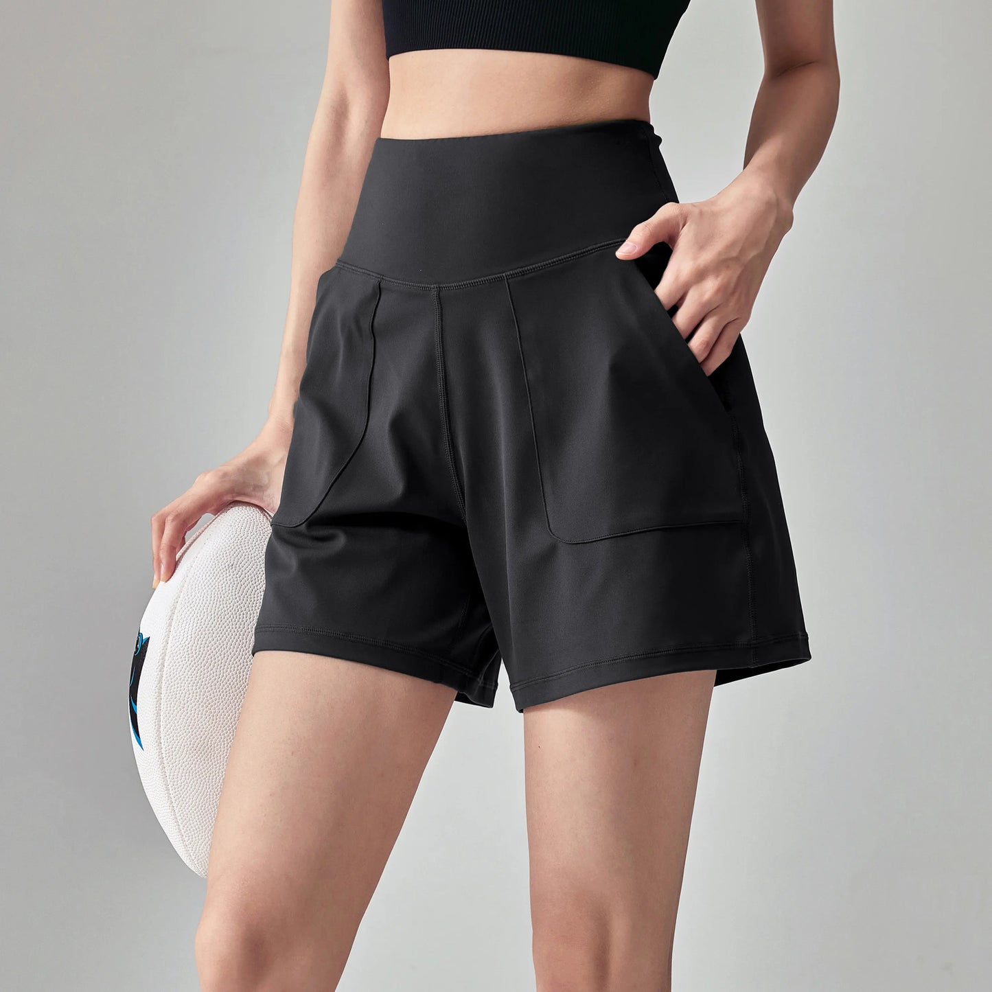 Summer High-waisted Abdominal Tightening Yoga Three-point Pants Casual Running Training Quick-drying Thin Loose Sports Shorts
