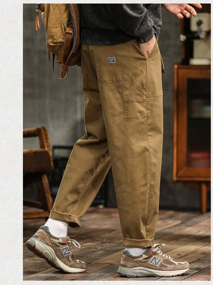 HIQOR Men's Loose Profile Pants American Vintage Trousers For Men High Waist Army Green Men's Casual Pants Cargo Trousers Male