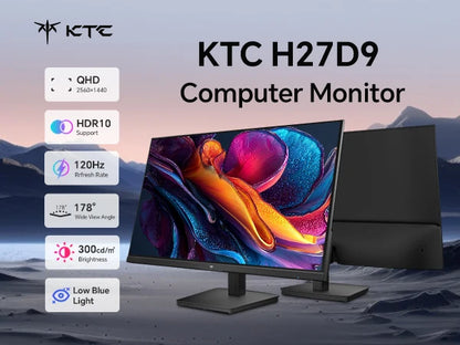 27 Inch Computer Monitor - QHD Display | IPS Panel Monitor | 120Hz Refresh Rate