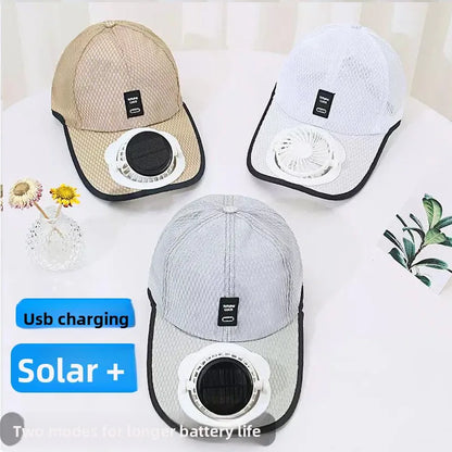 Solar Charging Fan Hat - Breathable Mesh UV Protection Baseball Cap for Men Women, Summer Outdoor Sun Hat