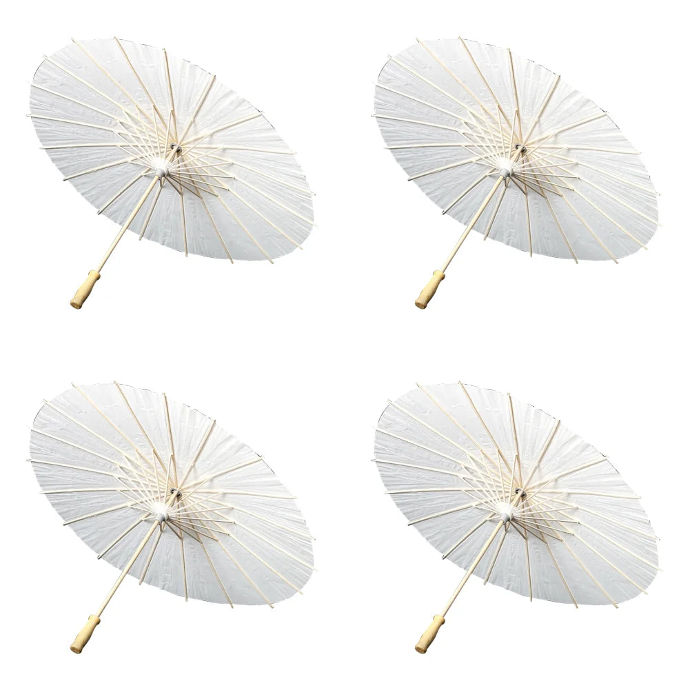 30-1PCS White Paper Parasol Umbrellas DIY Photo Cosplay Prop Bamboo Umbrella For Wedding Party Summer Beach Decor