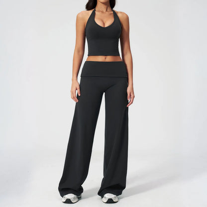 Women's Fitness Set Gym Tracksuit Breathable Sports Bra Flared Trousers Suit Workout Clothing Sportswear Female Athletic Wear
