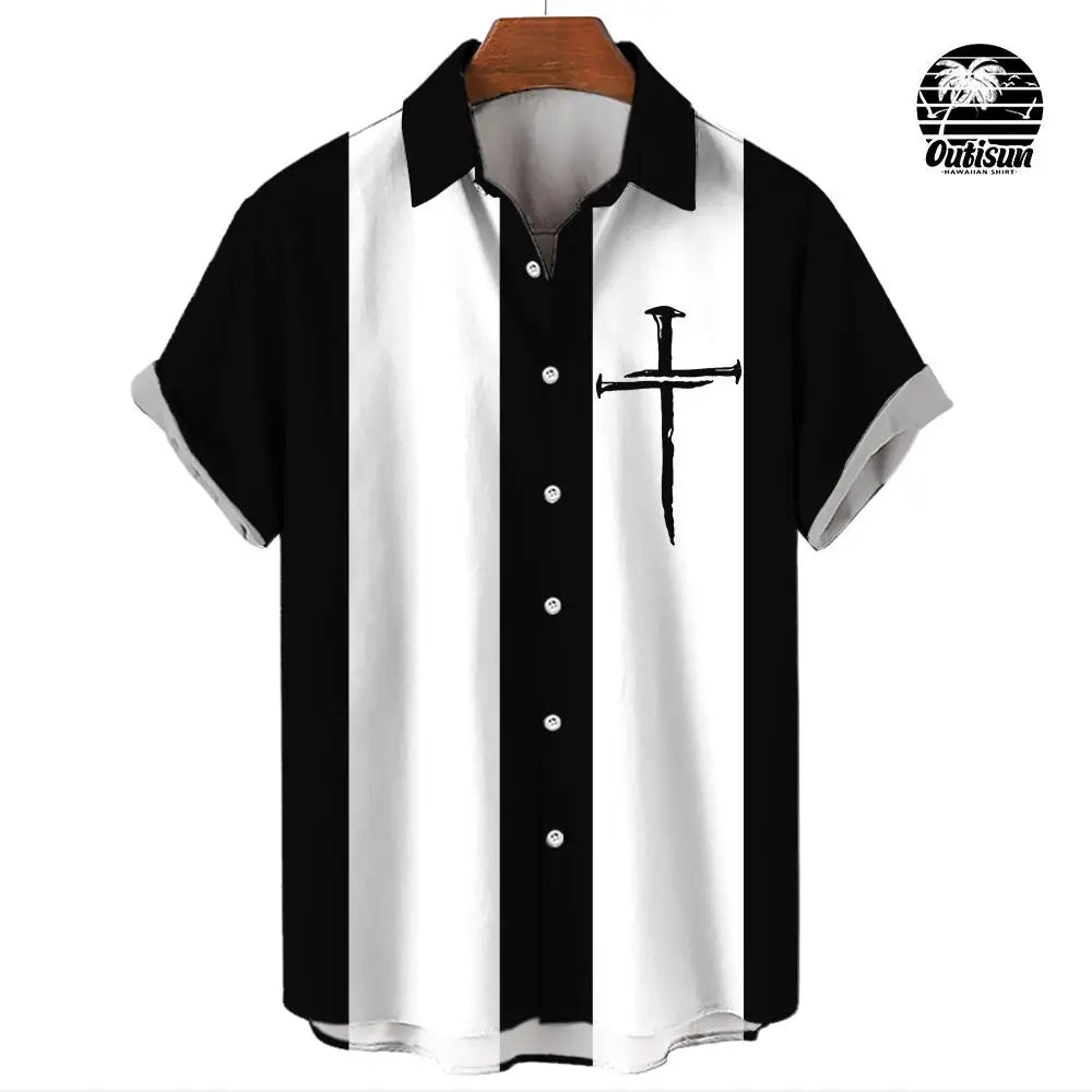 New Hawaiian Shirts for Men Casual Button Down Short Sleeve Unisex Striped 3D Print Summer Beach European Size S to 5XL