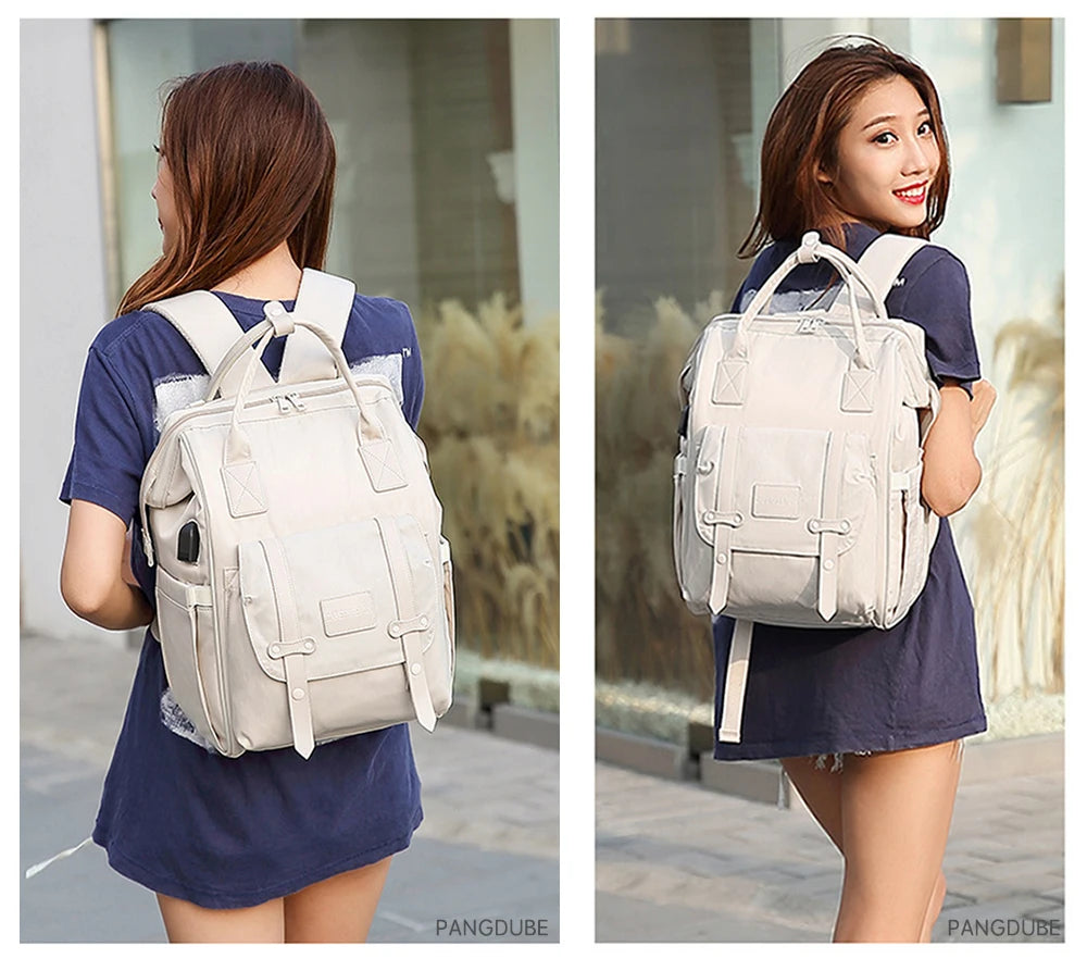 PANGDUBE Baby Nappy Bag with 2pcs Stroller Hooks Mummy Bag Backpack Waterproof Outdoor Travel Mommy Maternity Bag for Baby Stuff