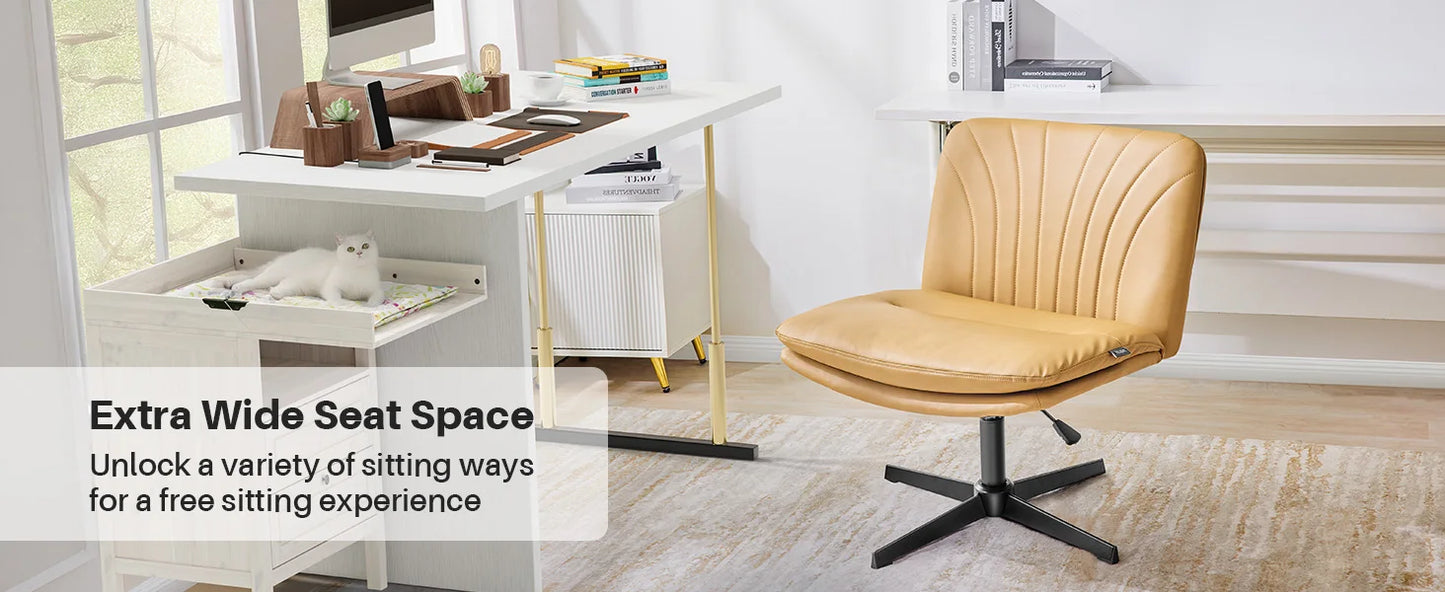 Adjustable Office Chair - Swivel Desk Chair with Double Cushion & Lumbar Support