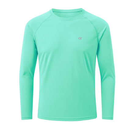 Men UPF 50+ Long Sleeve T-Shirt, Rash Guard Breathable Tops, Pullover Shirt for Sport Fishing Hiking Running Beach Surfing