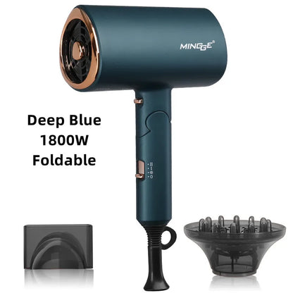 Professional Hair Dryer - Foldable High Power Negative Ion Blu-Ray Electric Blow Dryer