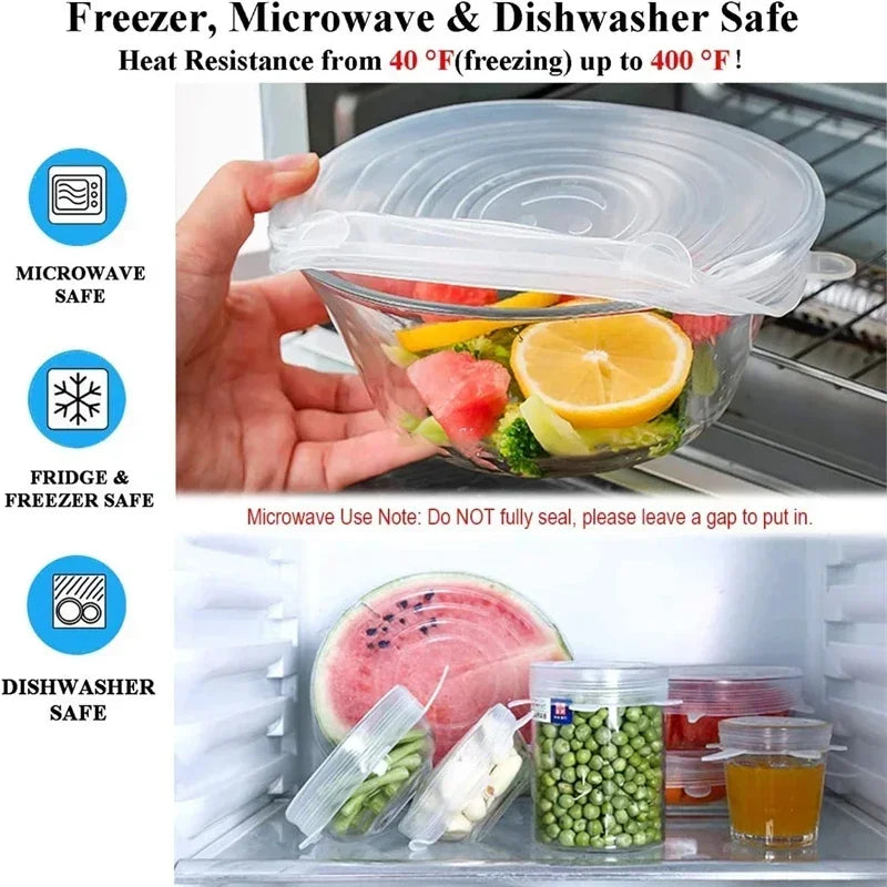 Silicone Stretch Lids – Reusable Airtight Food Covers (Set)