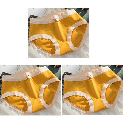 Cotton Women Panties - Mid Waist Breathable Cotton Briefs With Bow Decoration