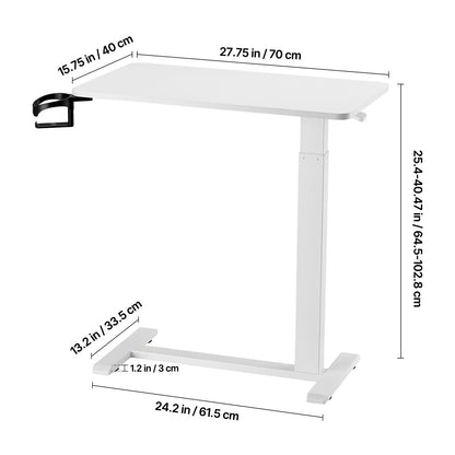 Adjustable Overbed Table – Mobile Bed Table with Swivel Caster Wheels & Tilt Angle