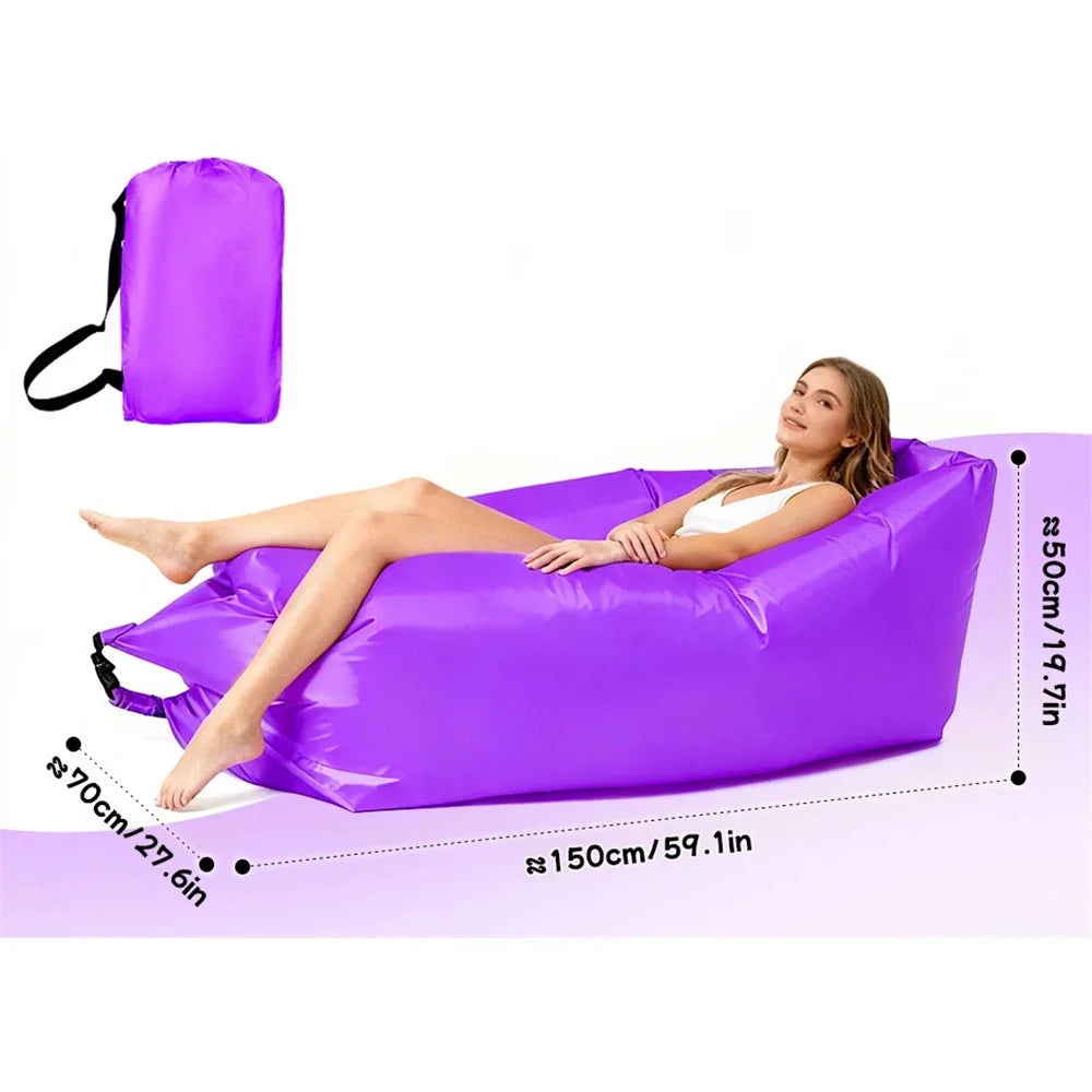 Portable Air Sofa Waterproof Fast Inflatable Lounger for Beach Camping Picnic Lightweight Durable Lazy Couch with Carry Bag