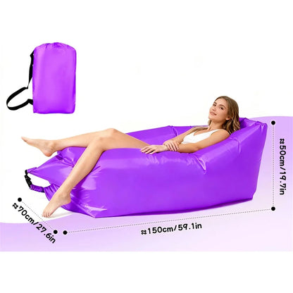 Portable Air Sofa Waterproof Fast Inflatable Lounger for Beach Camping Picnic Lightweight Durable Lazy Couch with Carry Bag