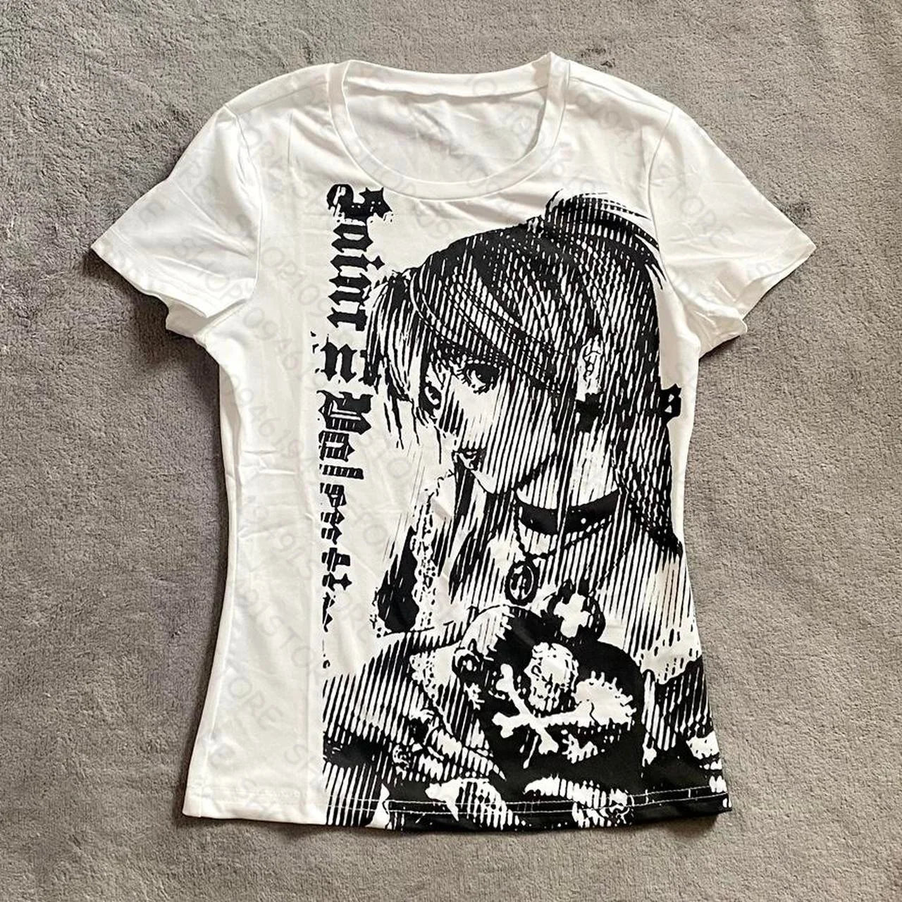 ropa de mujer Y2k anime Streetwear O-neck Text Print Tops Women Harajuku Clothes Vintage Crop Tee Aesthetic Casual T-shirt
