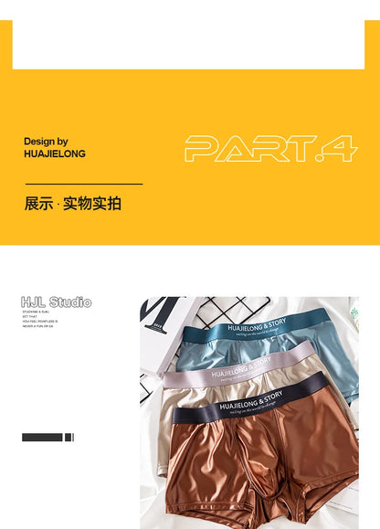 Luxury Ice Silk Boxers - Breathable Satin Mens Underwear 3PCS