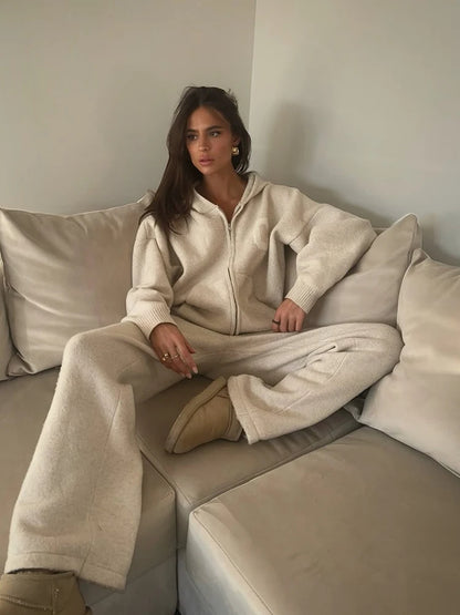 Jacket Tracksuit Two‑piece Set Knit Jacket Clothes Hooded Knit Woman Tracksuit Hooded Knit Coat Pants Trousers Women Clothes