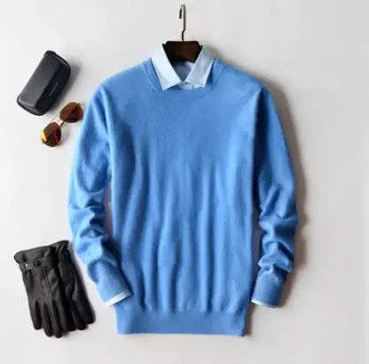 Cashmere Pullover Sweater - Men's V Neck Warm Cotton Blend Knitwear For Autumn Winter