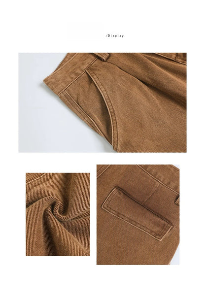 Retro Casual High Waisted Baggy Cargo Jeans Women Washed Distressed Wide Leg Pants Brown Denim Y2K Streetwear Vintage Trousers