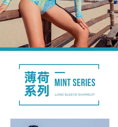 Nu-June Piece Swimsuit for Women, Long Sleeves, Rash Guard, Sports Swimwear, Surfing Bathing Suit, Body Suit, Beach, Hot Spring