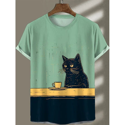 Japanese Art Style Summer 3D Printed Large-sized Men's T-shirt Is Loose and Comfortable Suitable for Daily Wear