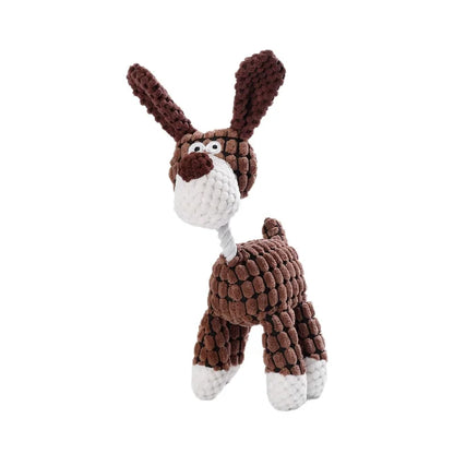 Cute Cartoon Animal Plush Pet Toy Squeaky Durable Chew Resistant Puppy Molar Interactive Play Toys Boredom Relief Dog Chewing