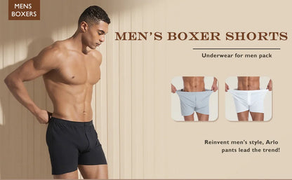 Men's Ice Silk Boxers Shorts Large Size Underwear Man Mid Waist Loose Arrow Pants Boy Home Pajamas Underpants Breathable Panties