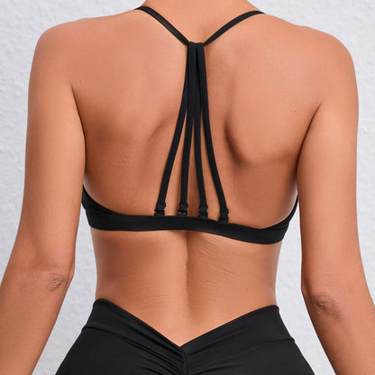 Yoga Sports Bra - Lightweight Nylon Spandex Multi Wear Crop Top with Removable Straps