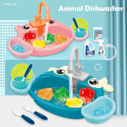 Dishwasher Kitchen Sink Toys, Toddler Kitchen Sink Toy Electric Playing Automatic Water Cycle System Toy Gifts for Kids ﻿