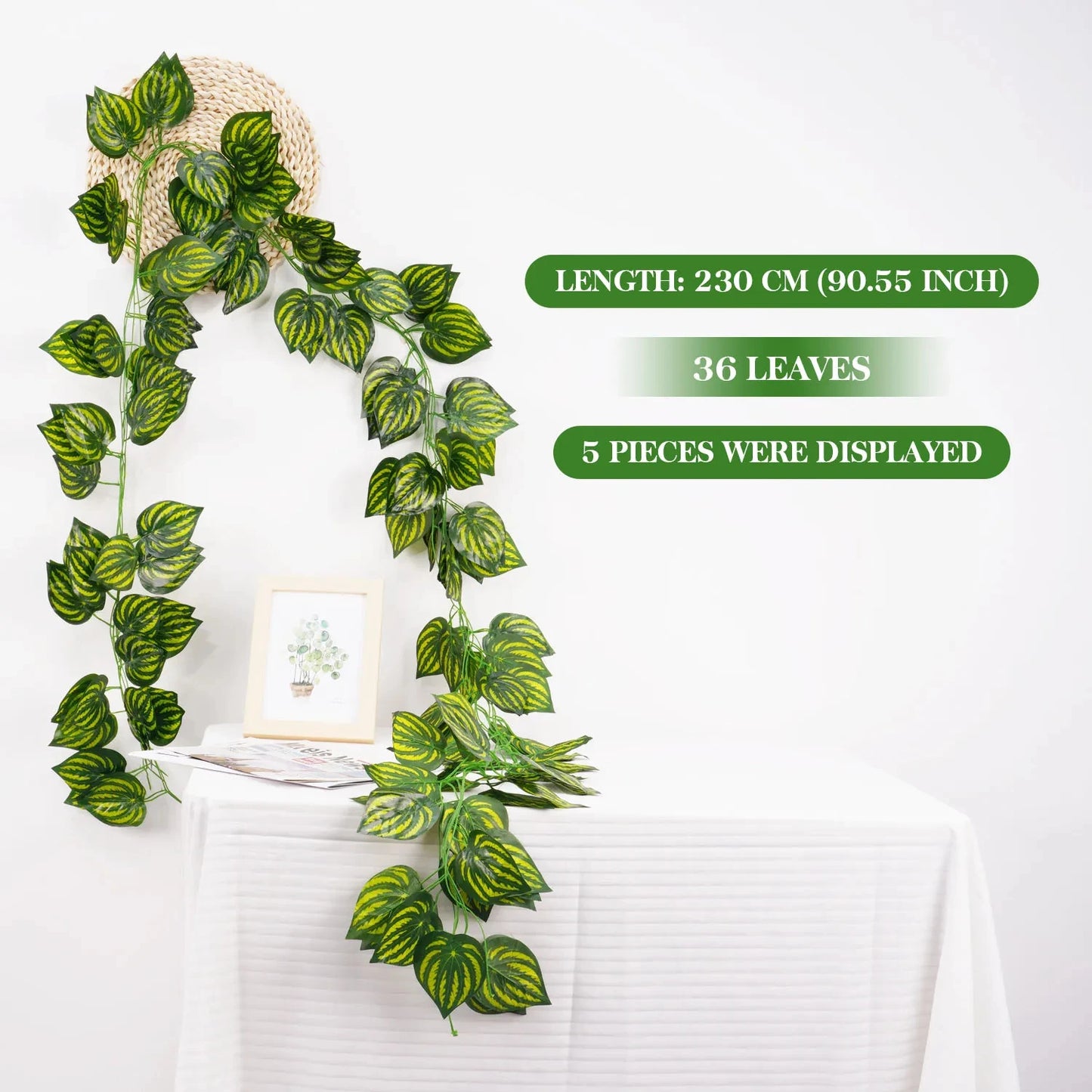 Artificial Green Ivy Leaf Garland - 21M Hanging Vine for Home Decor Wedding Party DIY