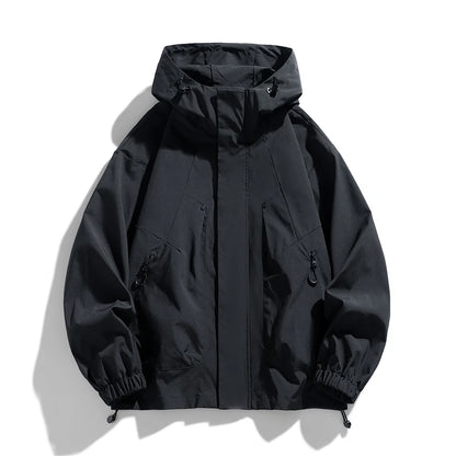 Windproof Waterproof Jacket - Plus Size Workwear Coat With Breathable Zipper Closure