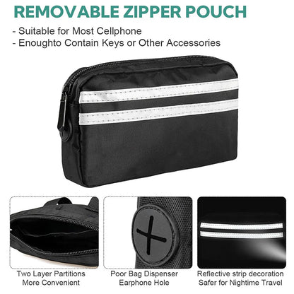 Hands Free Dual Dog Leash with Pouch for Medium & Large Dogs - Crossbody & Waist Leash for Dog Walking - No Pull, Tangle Free