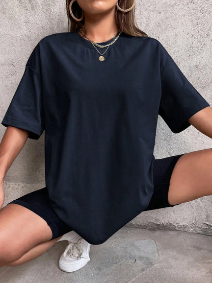 Solid Color Short Sleeve Women Fitness Cotton Soft Tshirts Breathable Comfortable Clothes Basic All Match Loose Tee Shirt Female