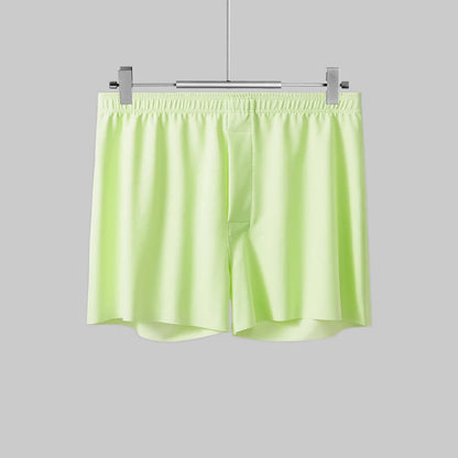 Men's Ice Silk Boxers Shorts Large Size Underwear Man Mid Waist Loose Arrow Pants Boy Home Pajamas Underpants Breathable Panties