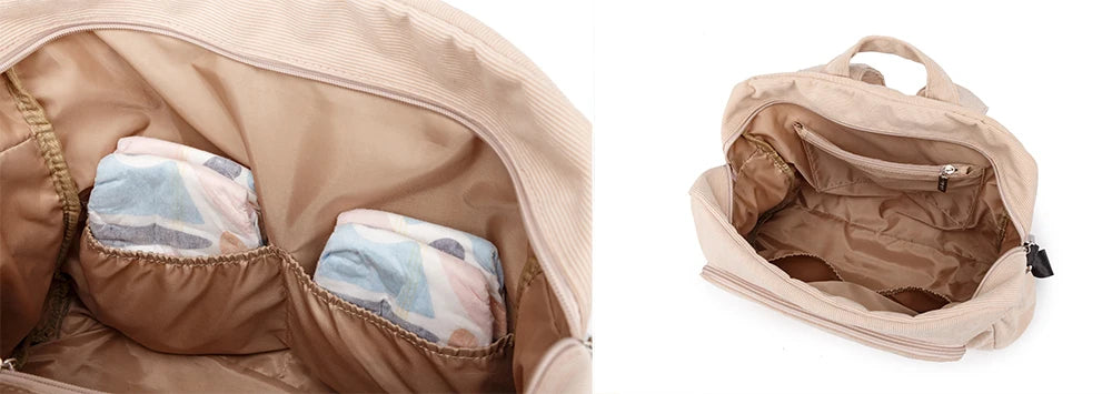 Soboba Large Capacity Diaper Backpack for Mom with Soft Corduroy Fabric and Convenient Design