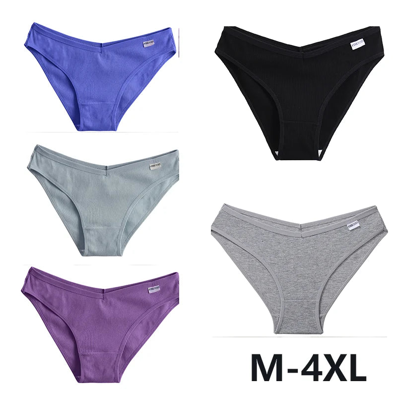 Women Cotton Panties - 5PCS Mid Rise Briefs Plus Size Sexy Ladies Underwear