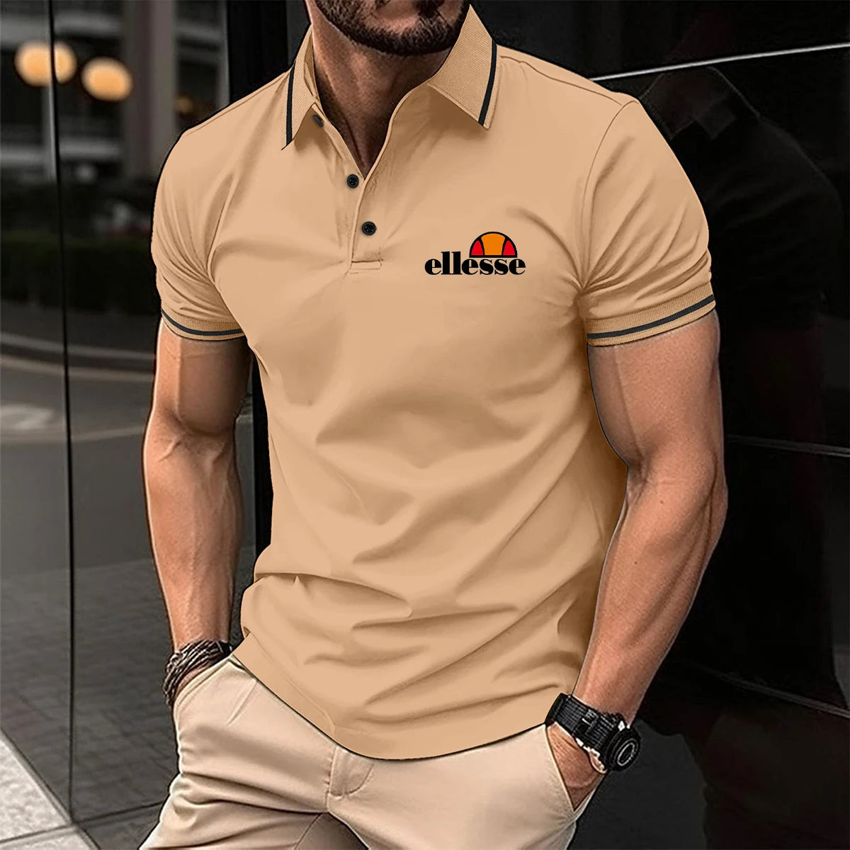 Men's Short-sleeved Polo Shirt Casual 3D Printed Design Stripes Pattern Summer men Polyester Sports Polo Shirt Men's Clothing
